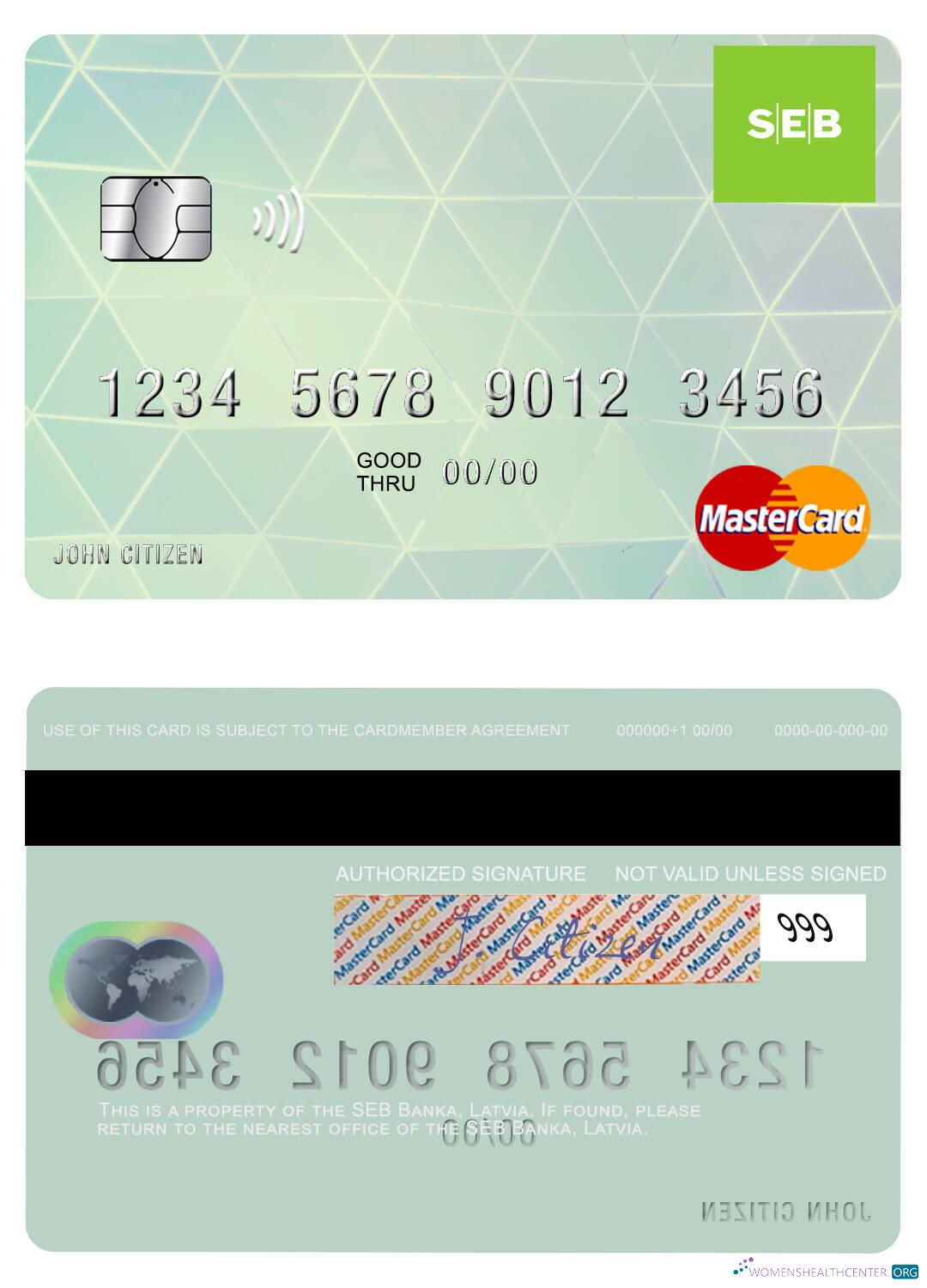 Download Latvia SEB Bank mastercard Photoshop template